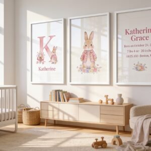 Little Bunny – Personalized Baby Nursery Set of 3 Watercolor Prints