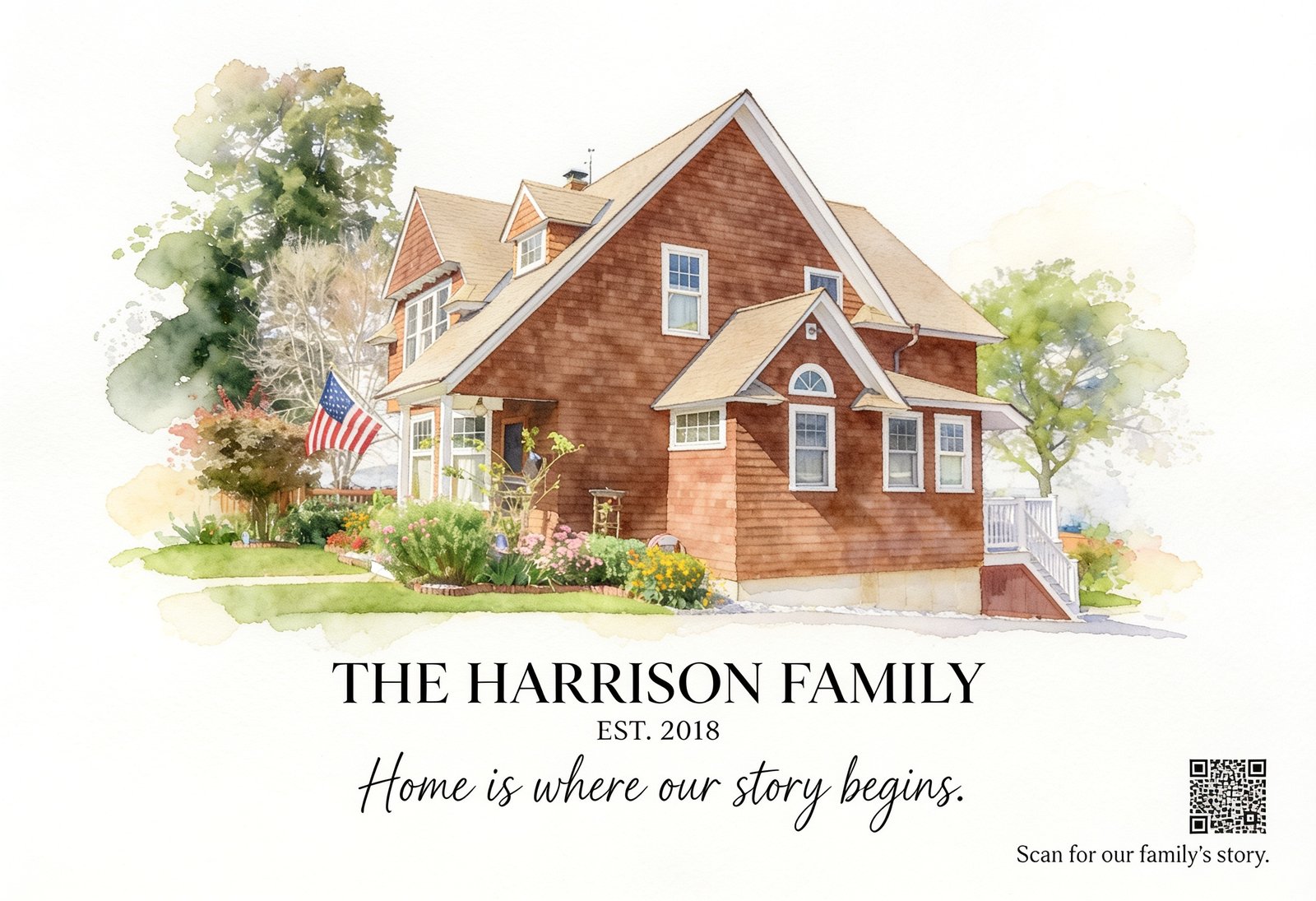 Our Family Story – Personalized Home Watercolor Voice Keepsake