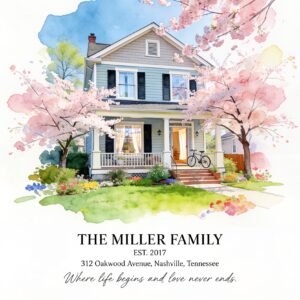 Where Life Begins – Personalized Family Home Watercolor Voice Keepsake