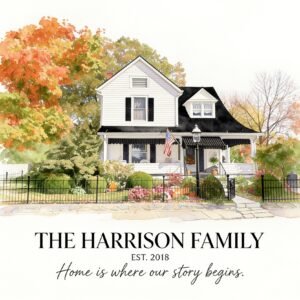 Home Is Where Our Story Begins – Personalized Family Home Watercolor Voice Keepsake