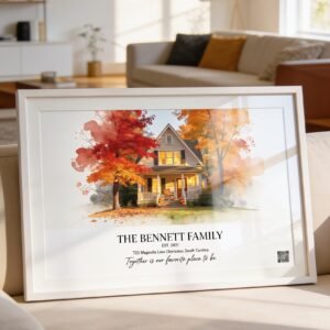 Our Favorite Place – Personalized Family Home Watercolor Voice Keepsake
