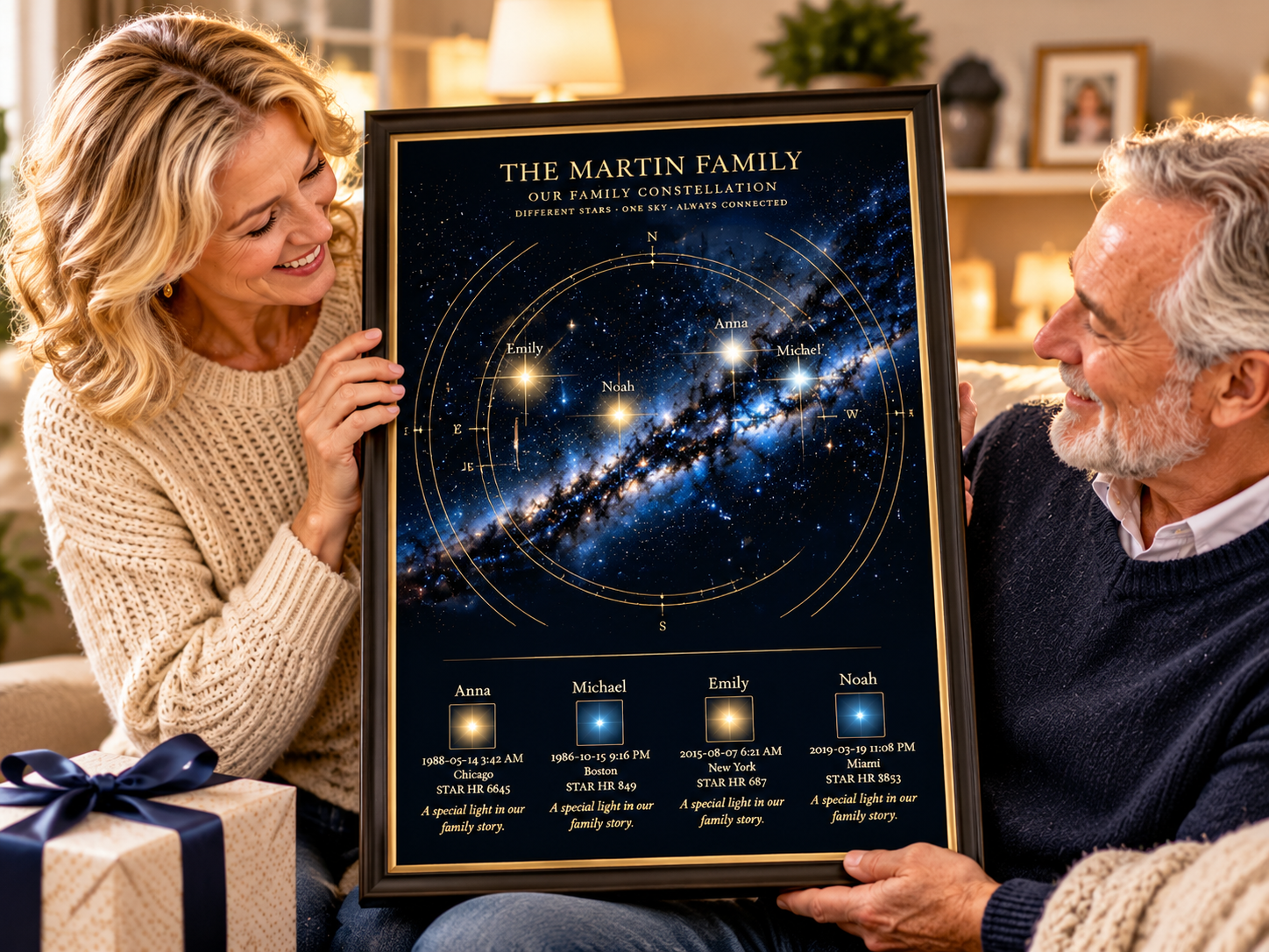 MoonlightMemory Our Family Constellation — Framed Poster artwork