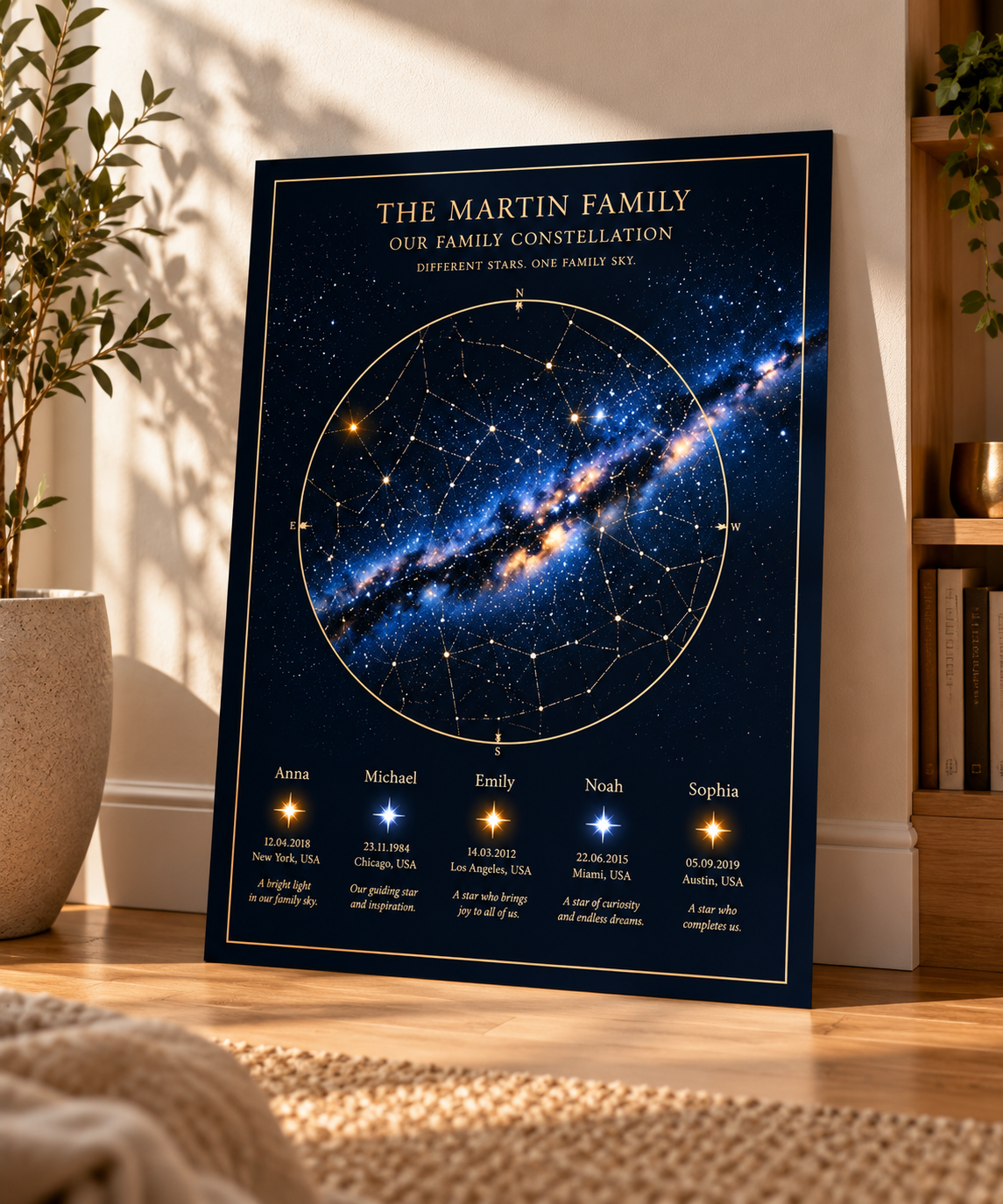 Unframed MoonlightMemory family constellation printed poster